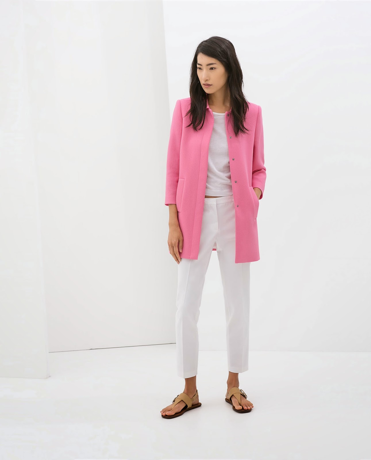 ZARA NEW COLLECTION 2014. PINK DRAPE NECK SPRING COAT JACKET. | eBay