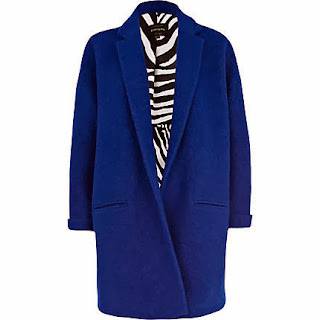 river island blue oversized coat