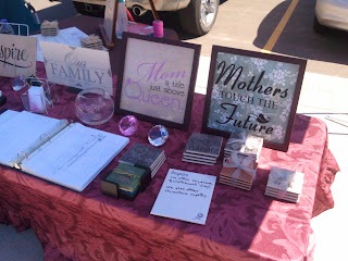 Craft Display Table with Wall Decals