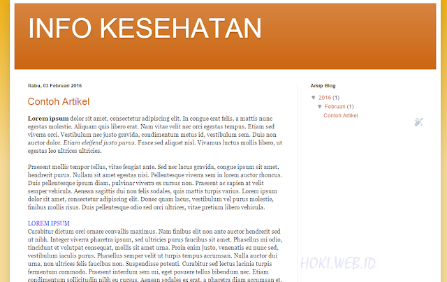 Tampilan artikel yang diposting di blog.