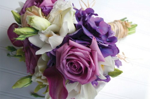 Bouquet of roses tulips hydrangea and orchids