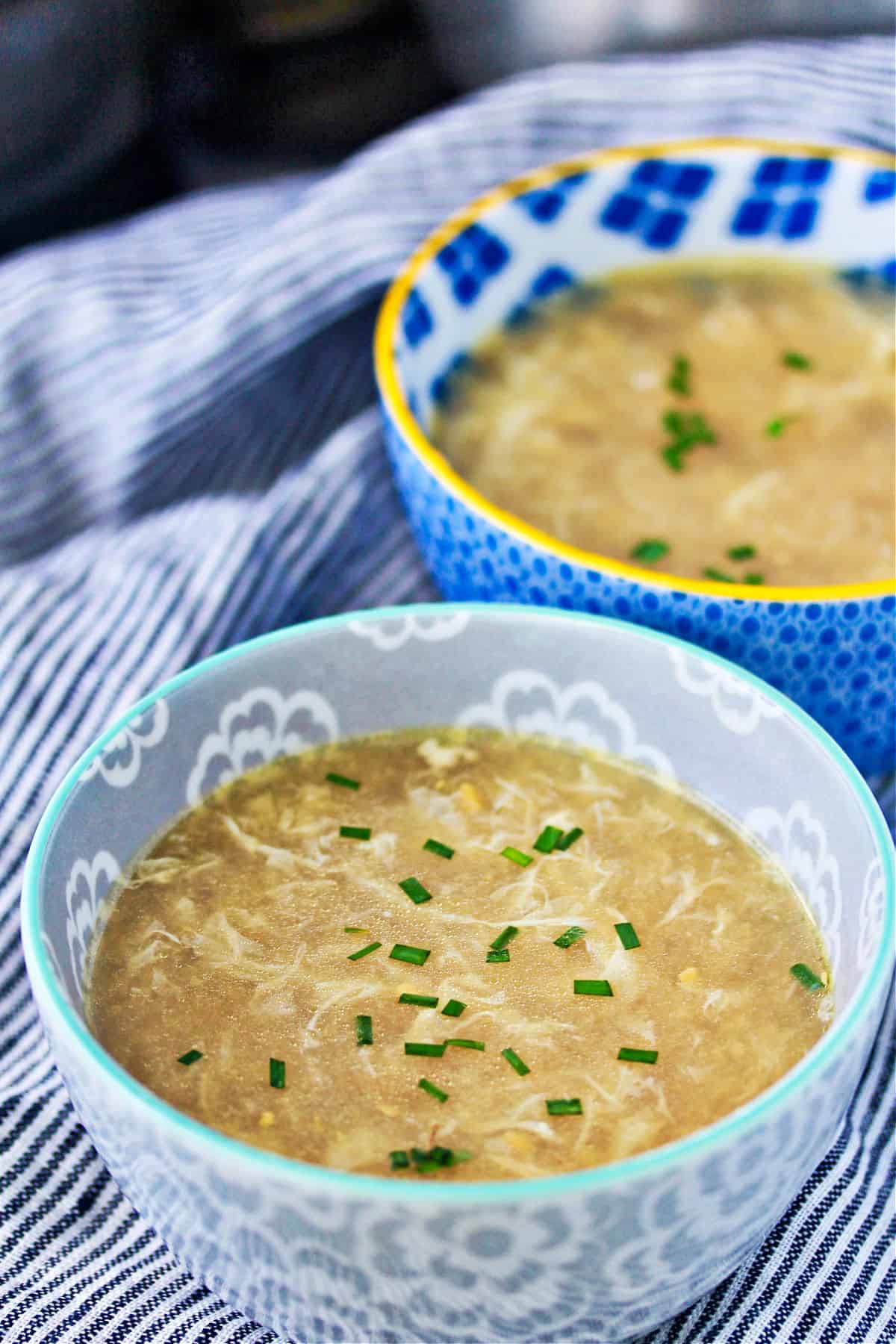 Chicken and Corn Soup in bowls.