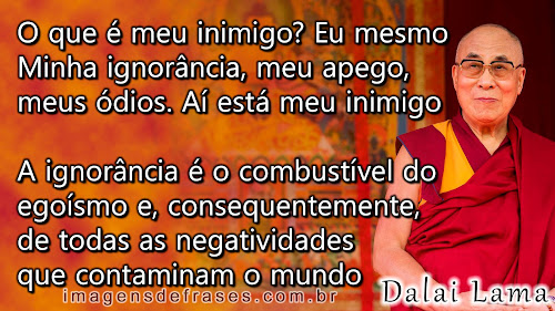 Dalai Lama: O que é meu inimigo? Eu mesmo. Minha ignorância, meu apego, meus ódios. Aí está meu inimigo