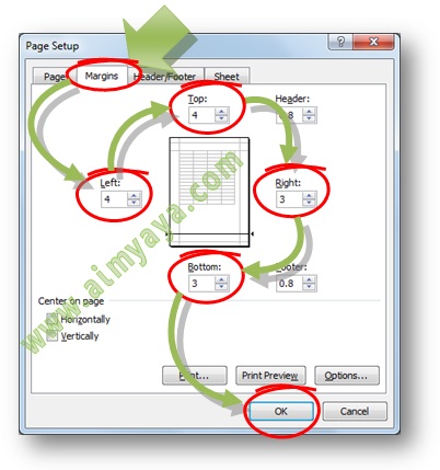 Cara Mengatur Margin Kertas di Microsoft Excel  aimyaya