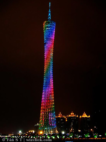 Closer view of Canton Tower, Guangzhou.