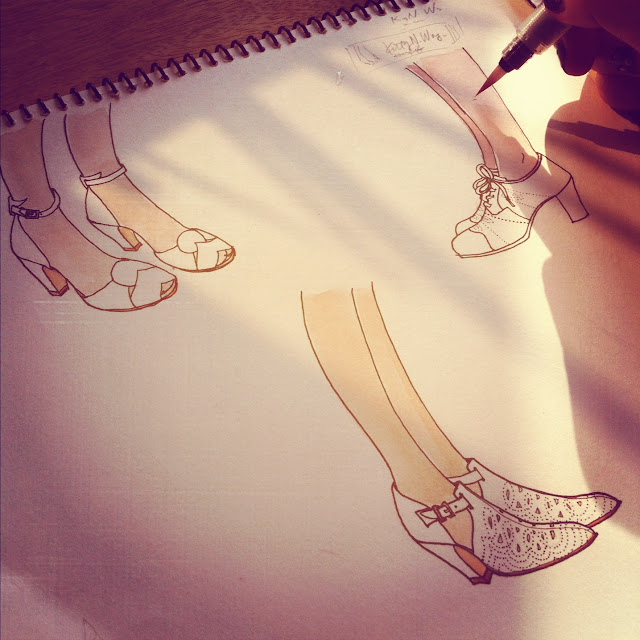 instagram of watercolor shoe sketches