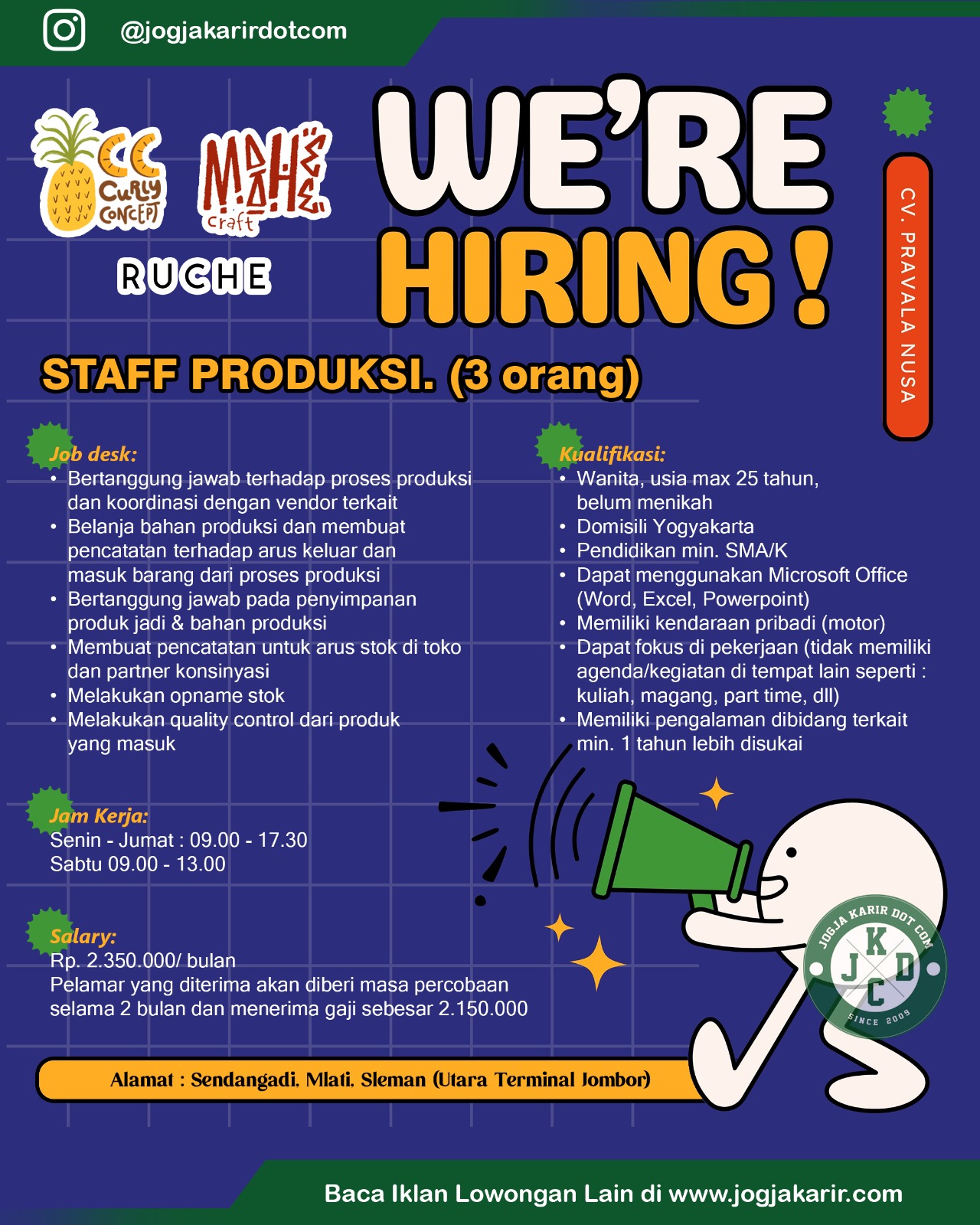 Loker Sleman Terbaru di CV Pravala Nusa