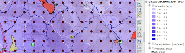 potenziale eolico ventosità mappa del vento