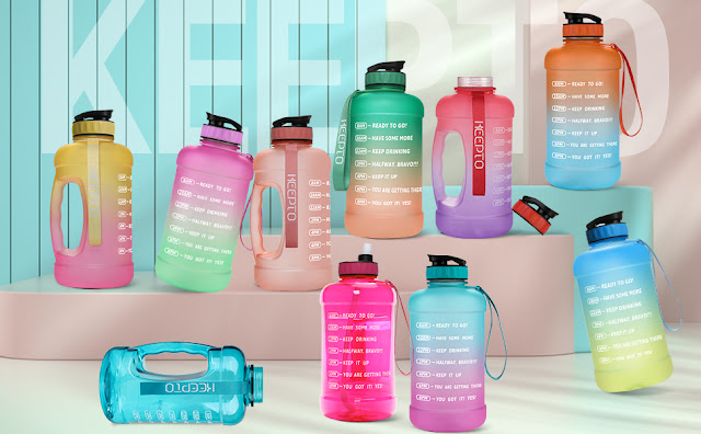 Stay Hydrated With KEEPTO Half Gallon Motivational Water Bottle