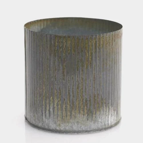 Photo of a small corrugated galvanized vase