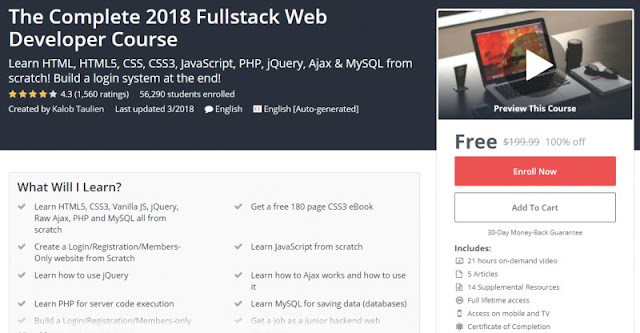 [100% Off] The Complete 2018 Fullstack Web Developer Course| Worth 199,99$