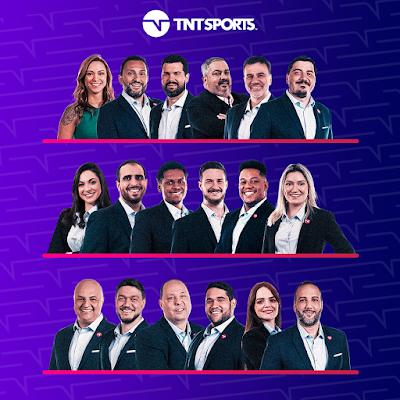 O time de talentos da TNT Sports para a UEFA Champions League 2022/23 está completo. Profissionais prestigiados e jovens comunicadores compõem o squad - Divulgação