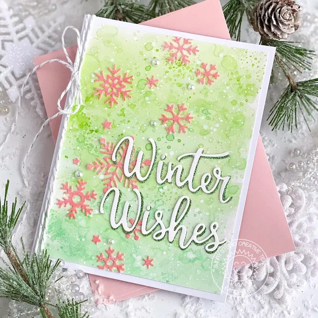 Sunny Studio Stamps: Snowflake Circle Frame Dies Layered Snowflake Frame Dies Winter Themed Holiday Card by Leanne West