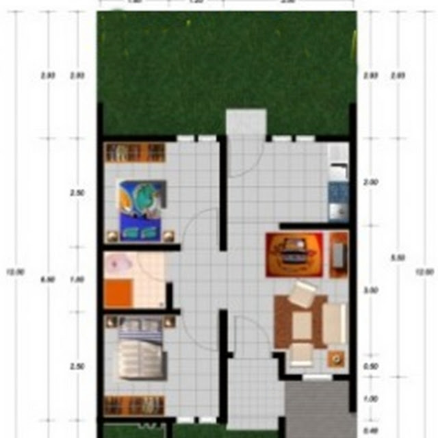 Desain Gambar denah rumah minimalis type 36 Minimalis