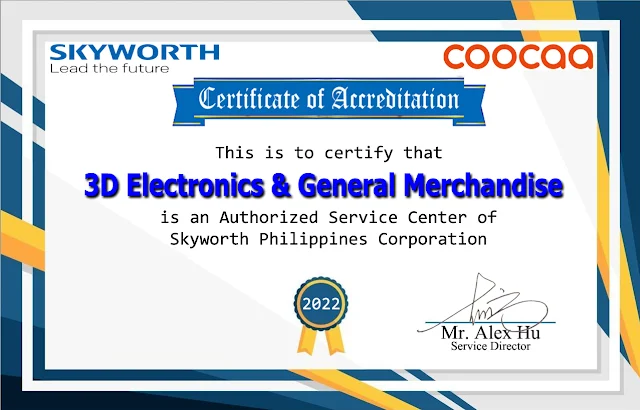 3D Electronics and General Merchandise Certificate of Accreditation