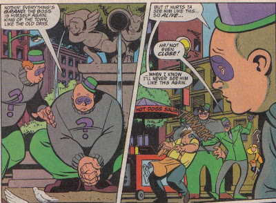 So. Much. Fun. And something we've seen the Riddler do in comics, too.