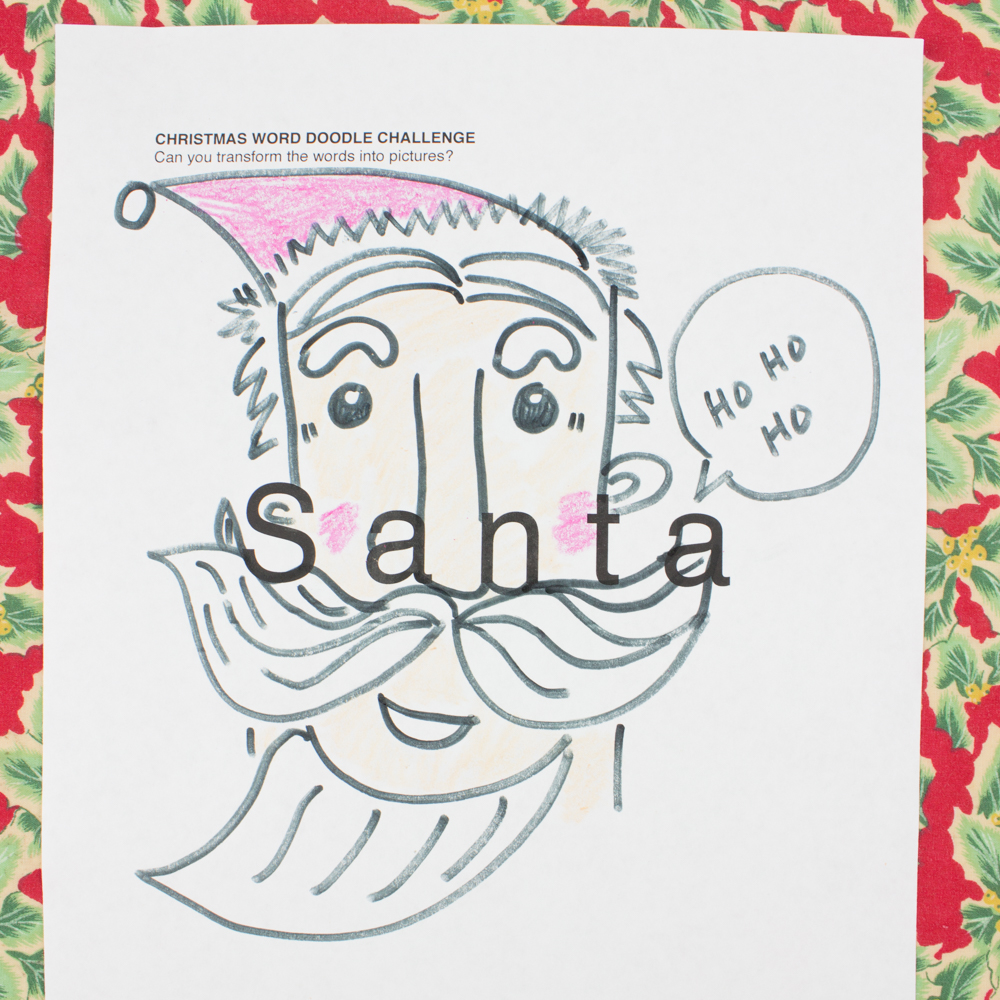 Christmas Word Doodle Art Challenges Free Printable Included