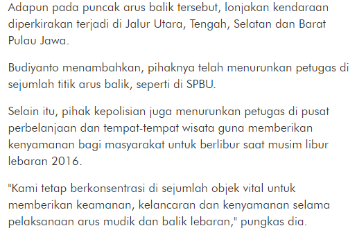 Informasi dari Polda Metro : Jika Bahwasannya Pucak Arus Balik Akan Terjadi Sore ini - Commando