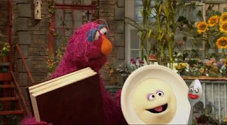 Telly signs off as he reads a book of nursery rhymes. He witnesses the dish and the spoon from Hey Diddle Diddle running away together. Sesame Street Episode 5009, Humpty Dumpty's Football Dream, season 50.