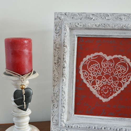 Upcycled Thrift Store Picture Frame Valentine Art 