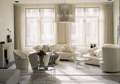 Living Room with White Furniture Looks Luxurious