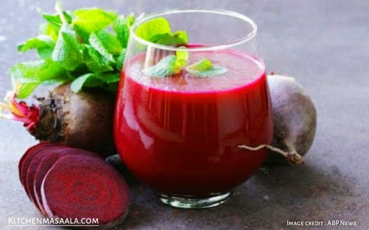 चुकंदर का जूस बनाने की विधि || Beetroot juice recipe in Hindi,Beetroot juice image , kitchenmasaala,