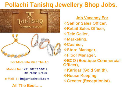 Pollachi Tanishq Jewellery Shop Jobs