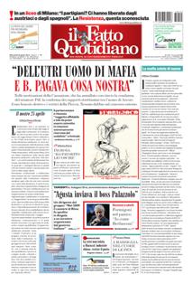 Il Fatto Quotidiano del 25 Aprile 2012 | ISSN 2037-089X | TRUE PDF | Quotidiano | Cronaca | Politica
Il quotidiano è edito dal 23 settembre 2009. L'uscita del giornale è stata preceduta da una lunga fase preparatoria iniziata il 28 maggio 2009 con l'annuncio del nuovo quotidiano dato sul blog voglioscendere.it da Marco Travaglio.
Il nome della testata è stato scelto in memoria del giornalista Enzo Biagi, conduttore del programma televisivo Il Fatto, mentre il logo del bambino con il megafono si ispira al quotidiano La Voce, in omaggio al suo fondatore Indro Montanelli.
L'editore ha manifestato la volontà di rinunciare ai fondi del finanziamento pubblico per l'editoria e di sovvenzionarsi soltanto con i proventi della pubblicità e delle vendite, e di usufruire solo delle tariffe postali agevolate per i prodotti editoriali sino alla loro abrogazione nell'aprile 2010.