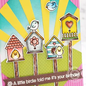 Sunny Studio Stamps: A Bird's Life Sun Ray Dies Tag Topper Dies Birthday Card by Lexa Levana