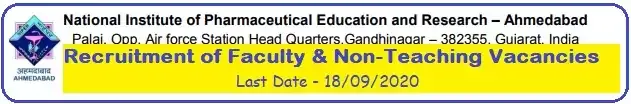 NIPER Ahmedabad Faculty Non-Teaching Recruitment 2020