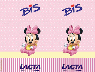 Minnie First Year in Pink: Free Printable Candy Bar Labels. 