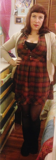 Red Plaid Plus Size Pin Up Style Sexy Outfit of the Day, from Boomerangs