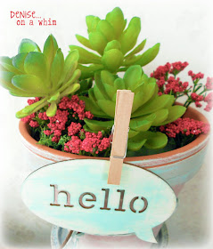 Spring Succulent Arrangement via http://deniseonawhim.blogspot.com