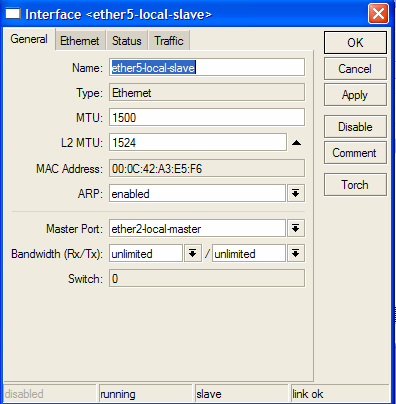 setingan ether5 mikrotik rb750