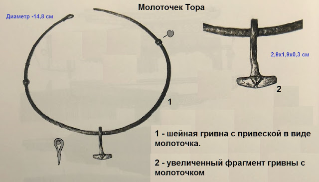 гривна с привеской молоточка Тора