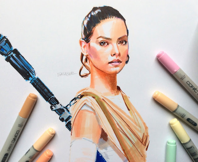 Rey Star Wars dibujo con rotuladores Copic Markers