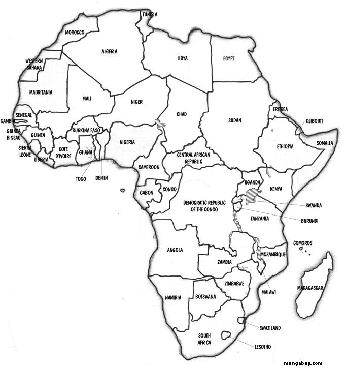 political map of world black and white. blank africa political map