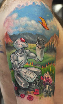 Beautiful Colored Robot Tattoo