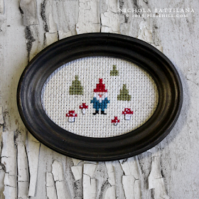 Mini Gnome Cross Stitch with Free Pattern Download - Nichola Battilana pixiehill.com