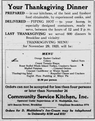 "Your Thanksgiving dinner. Prepared -- Delivered piping hot"