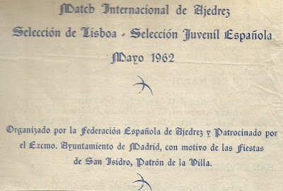 Detalle del folleto del Match Internacional de Ajedrez España-Lisboa - Madrid 1962