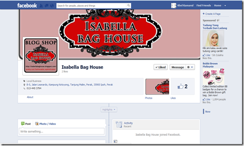 facebook Isabella bag house