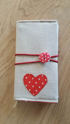 Red hearts notebook cover and pencil case set