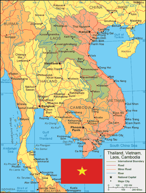  Peta  Negara  Vietnam Lengkap dengan Kota Sumber Daya Alam 