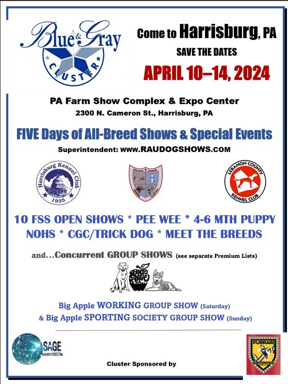 Blue and Gray Cluster dog show poster in PA