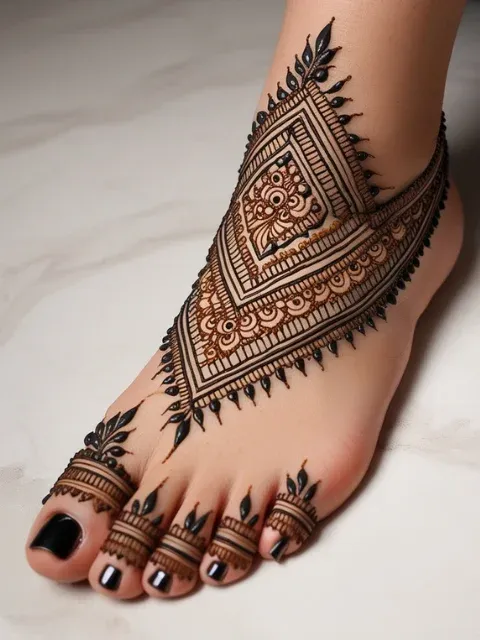 Geometric Feet Mehndi Design