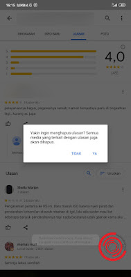 4. Tetapi jika kalian ingin menghapusnya kalian bisa pilih Hapus ulasan