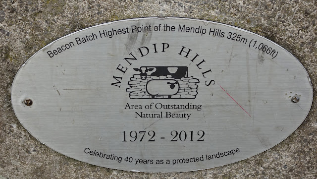 Sign on Beacon Batch, highest point of the Mendip Hills taken on my Land's End to John O'Groats hike 2018