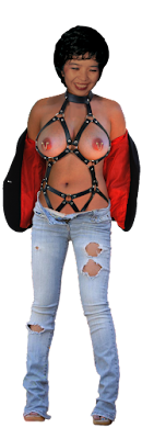 Hot Asian girl wearing harness PNG clipart
