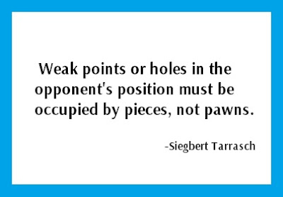 Chess Quote from Siegbert Tarrasch: Weak points or holes in the opponent's position must be occupied by pieces not pawns.